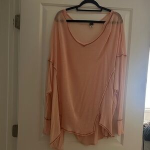Free People Light Pink Long Sleeve Top